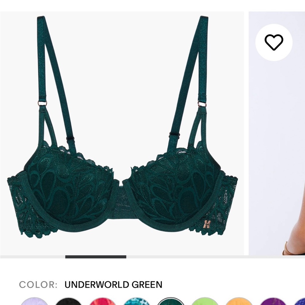 NWOT Savage X Fenty Not Sorry Green Lace Balconette Bra